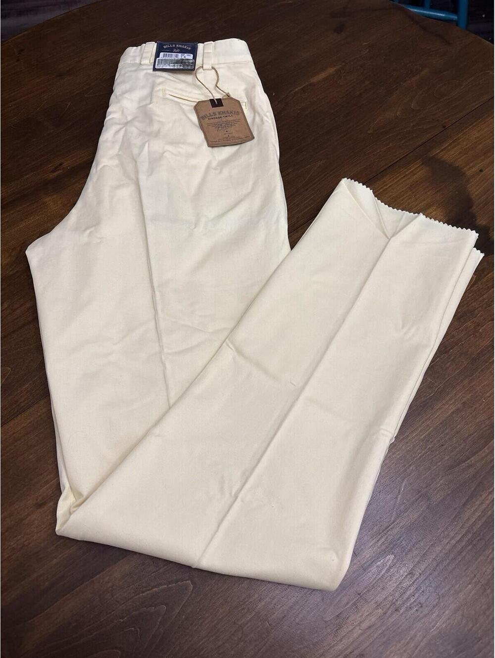 NWT Men’s Bills Khakis 100% Cotton Light Yellow Pleated Dress Pants Size 36